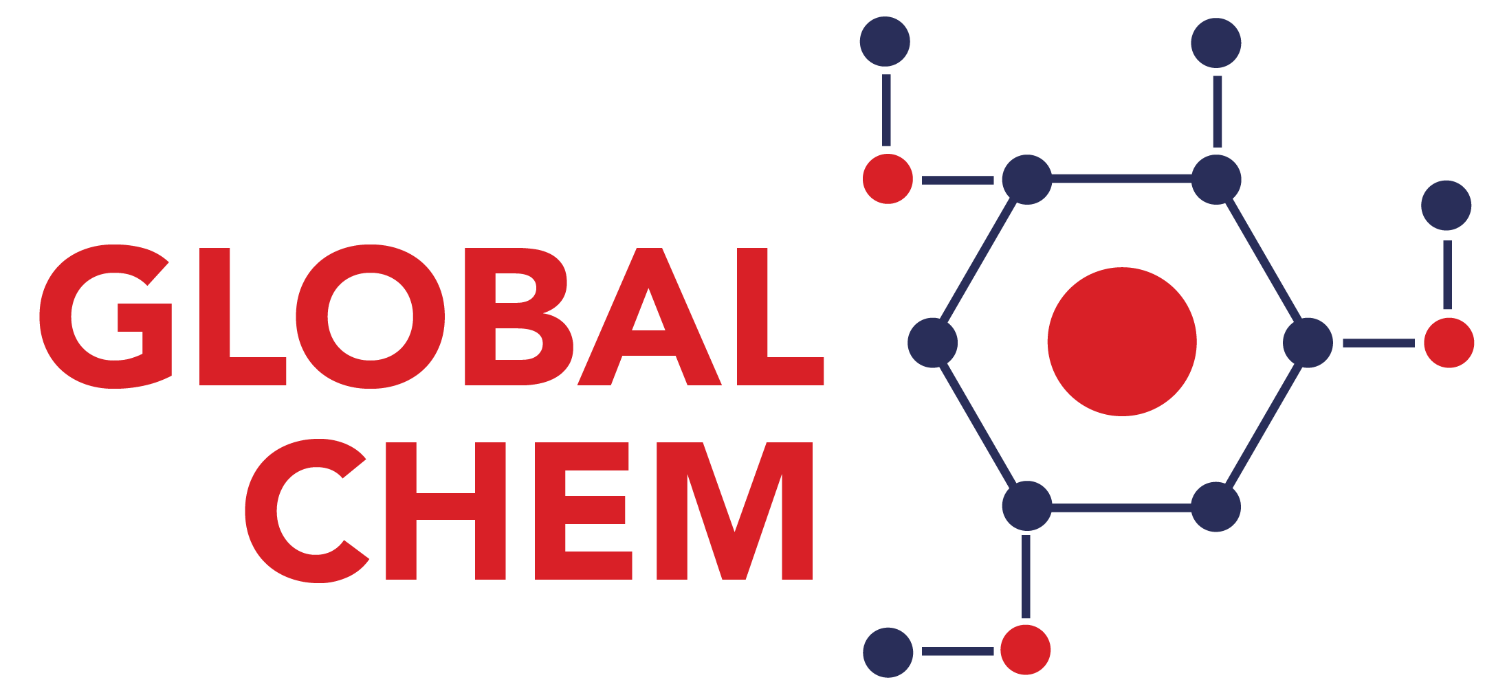 Global Chemistry written in red with a molecule on the right side in gray and red.